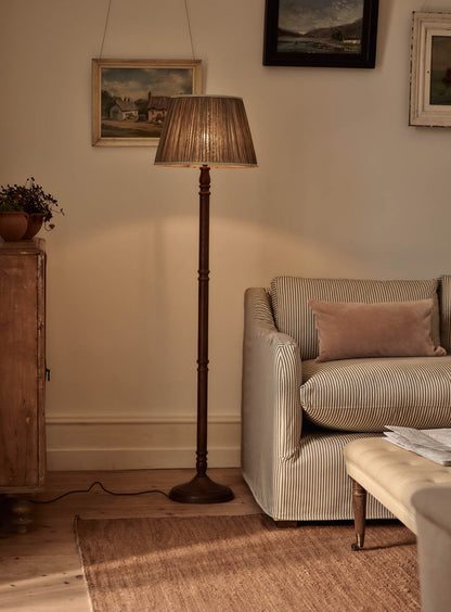 Gathered Silk Lampshade, Large, Olive