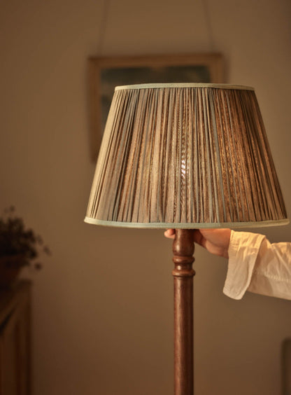 Gathered Silk Lampshade, Large, Olive