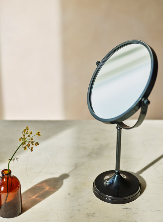 Bilton Pedestal Mirror, Blackened Brass